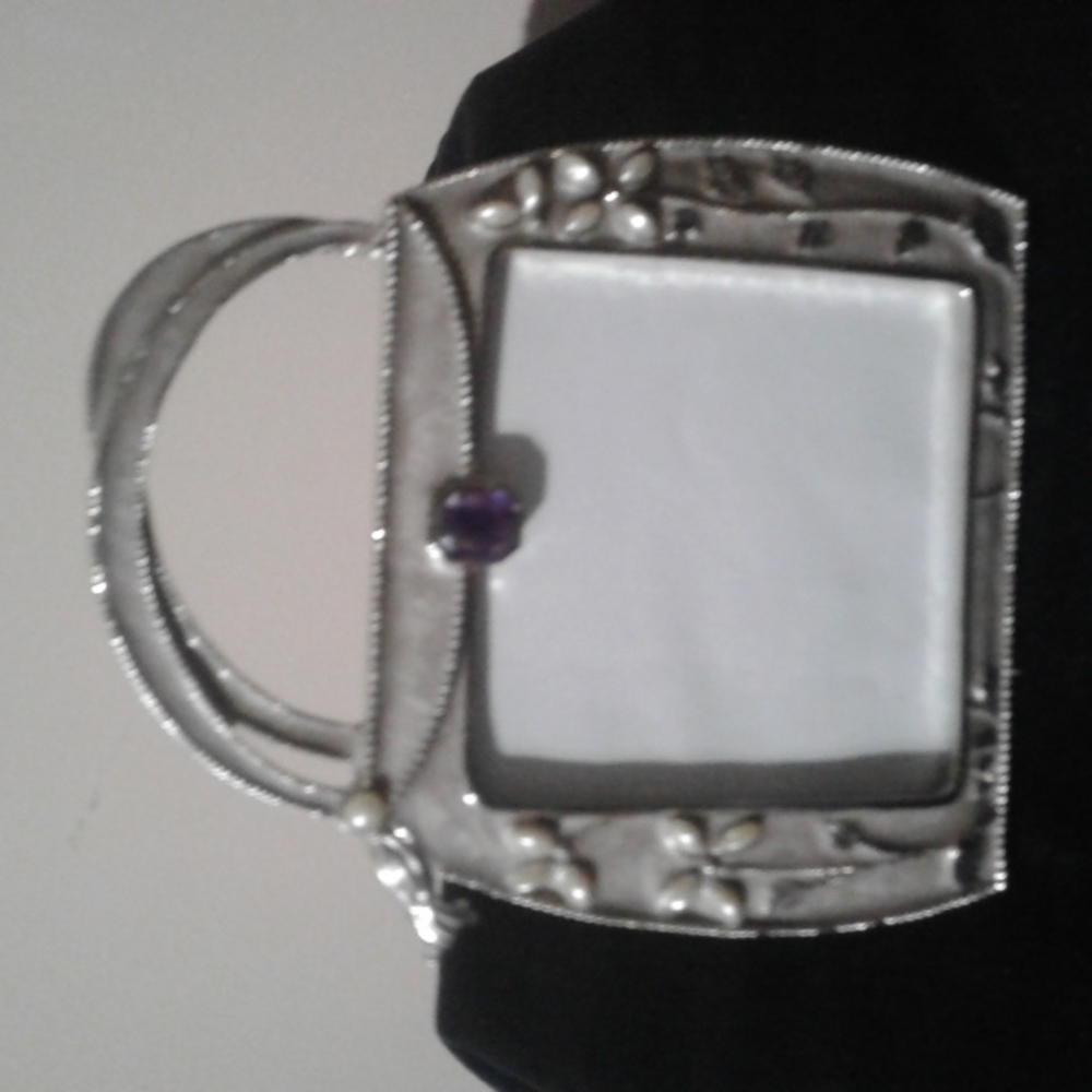 Sunflower Designs Silver tone And Amethyst Picture frame.